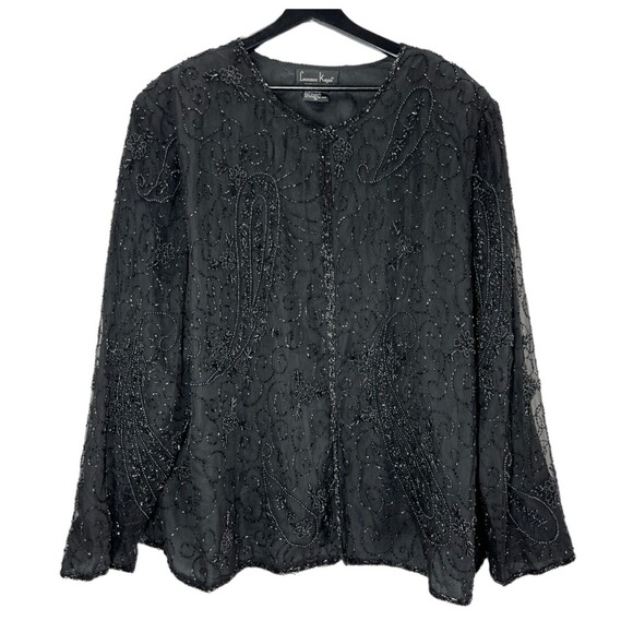 Laurence Kazar Jackets & Blazers - Laurence Kazar Jacket 3X silk beaded 1980's Paris New York black women's Vintage